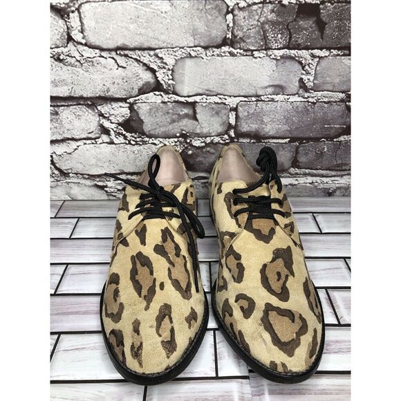 Penelope And Coco Leopard Print Suede Leather Oxfords Shoes Women Sz 10M US/41EU - Picture 2 of 16